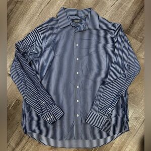 Kenneth Cole Blue and White Striped Dress Shirt